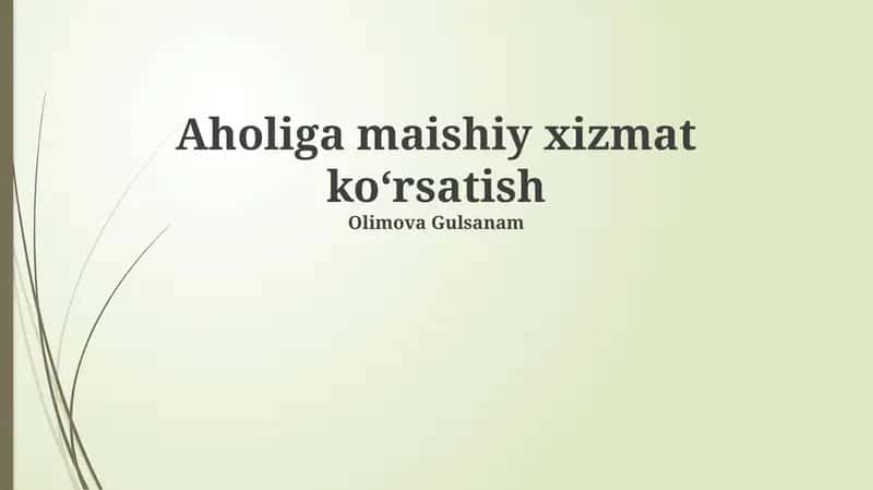 Tibbiy yordam xizmatlari 1