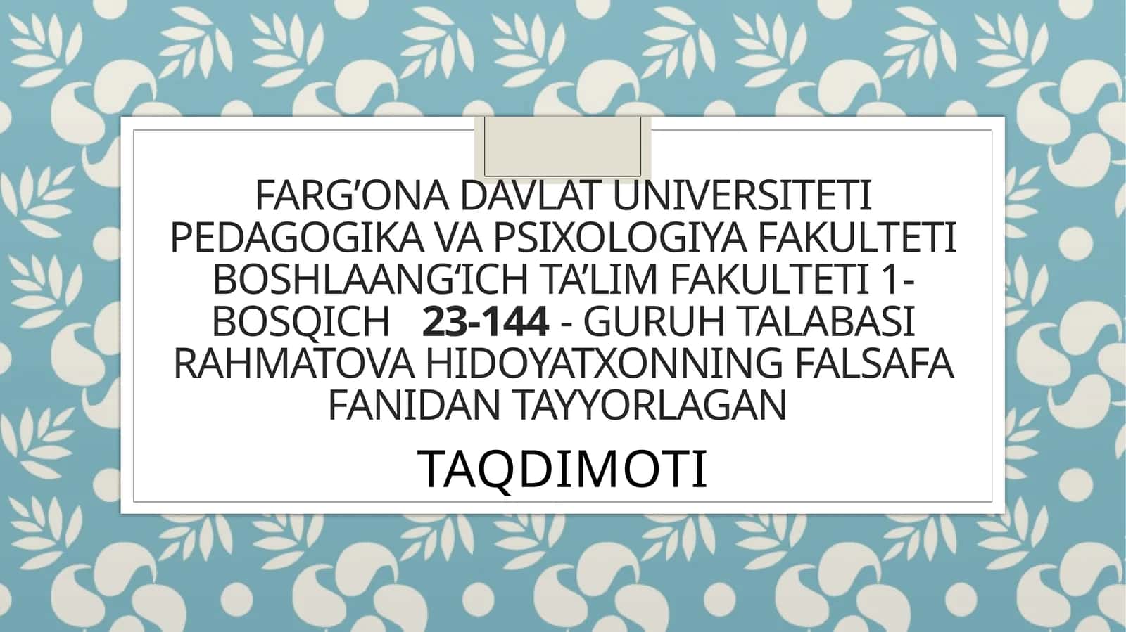 Qadimgi sharqda asotiriy tasavvurlar va falsafiy bilimlarning paydo bo‘lishi 1