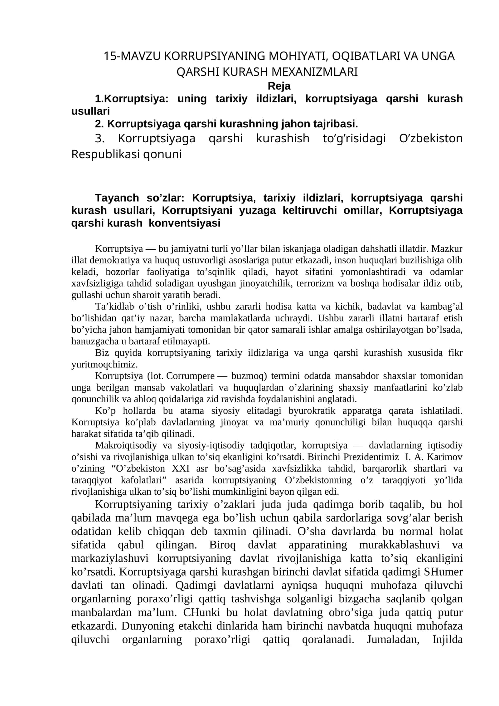 Kоrruptsiyанing mоhiyаti, оqibаtlаri vа unga qаrshi kurаsh mexаnizmlаri 1