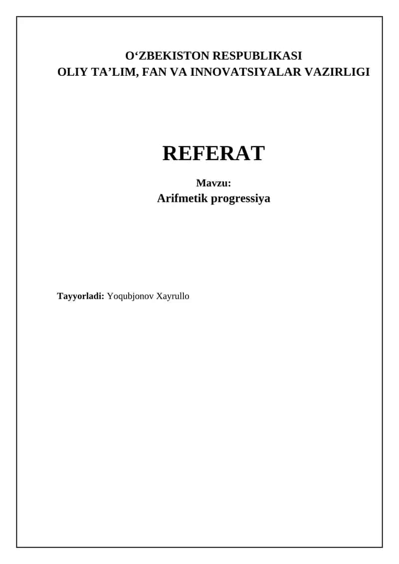 Arifmetik progressiya 1