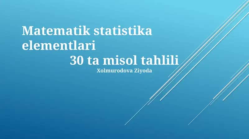 Matematik statistika elementlari 1