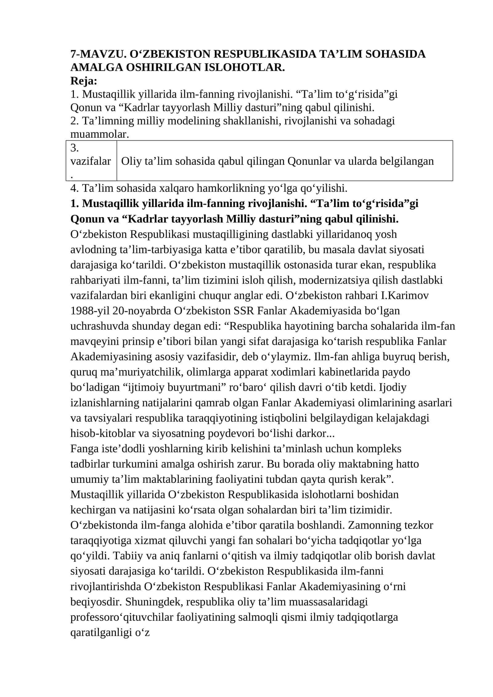 O‘ZBEKISTON RESPUBLIKASIDA TAʼLIM SOHASIDA 1