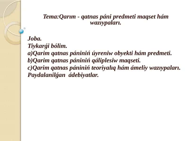 Qarim Qatnaslar 1