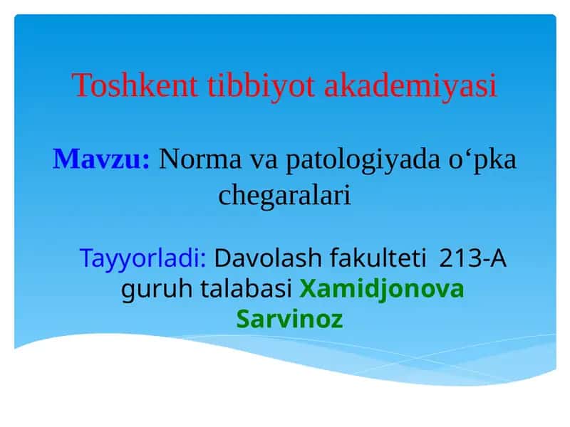 Norma va patologiyada op kachegaralari 1