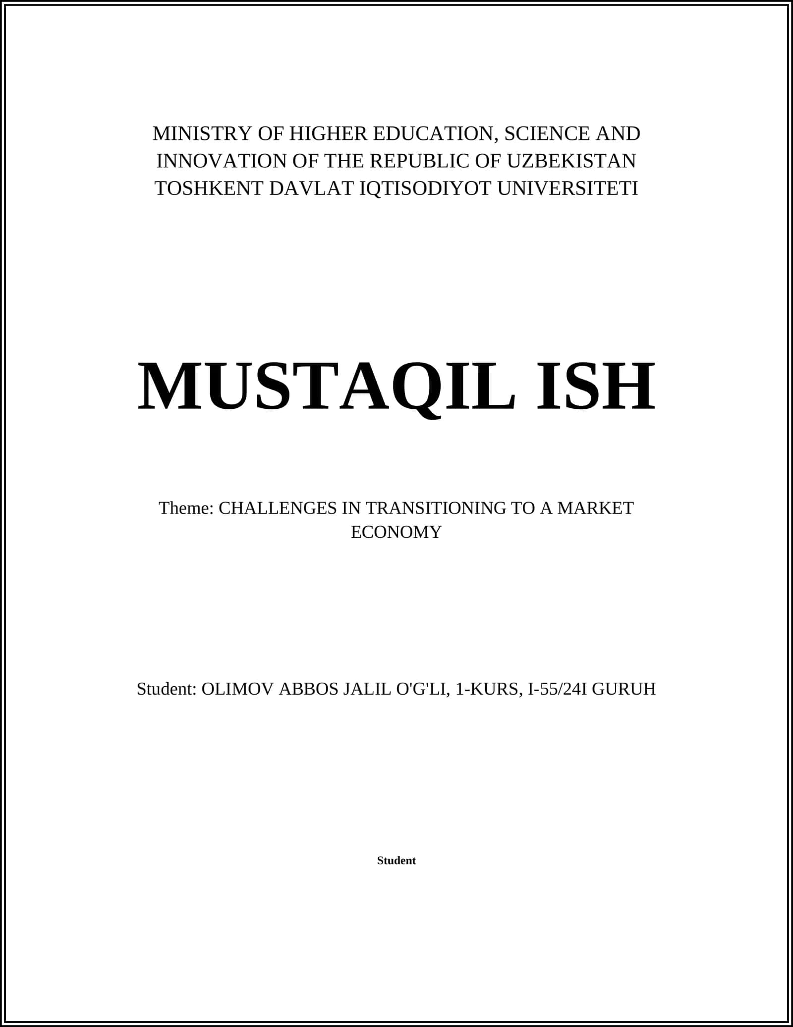 MUSTAQIL ISH 1