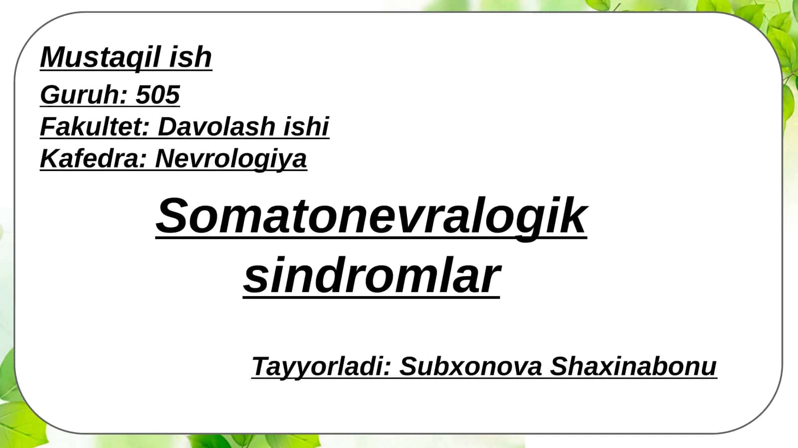 Somatonevralogiksindromlar 1