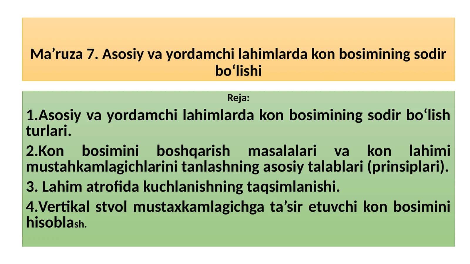 Kon bosimi va mustahkamlik 1