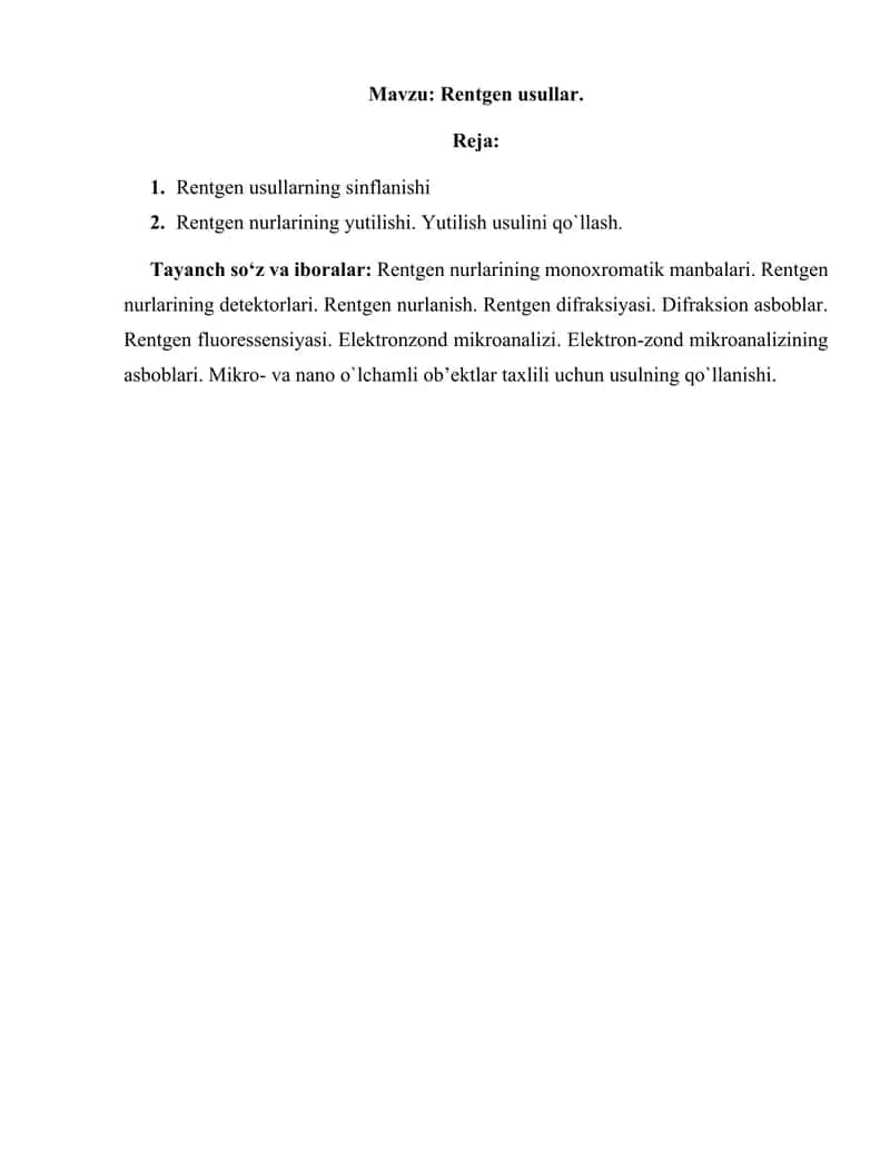 Rentgen usullar 1