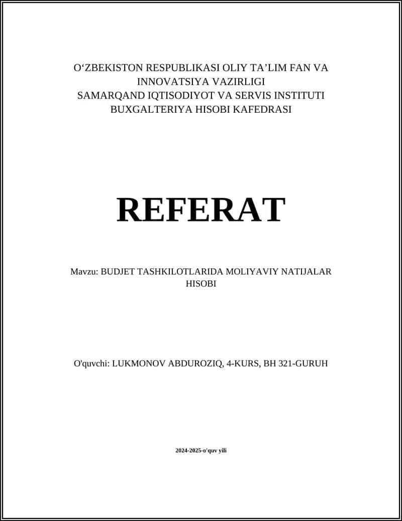 BUDJET TASHKILOTLARIDA MOLIYAVIY NATIJALAR HISOBI 1