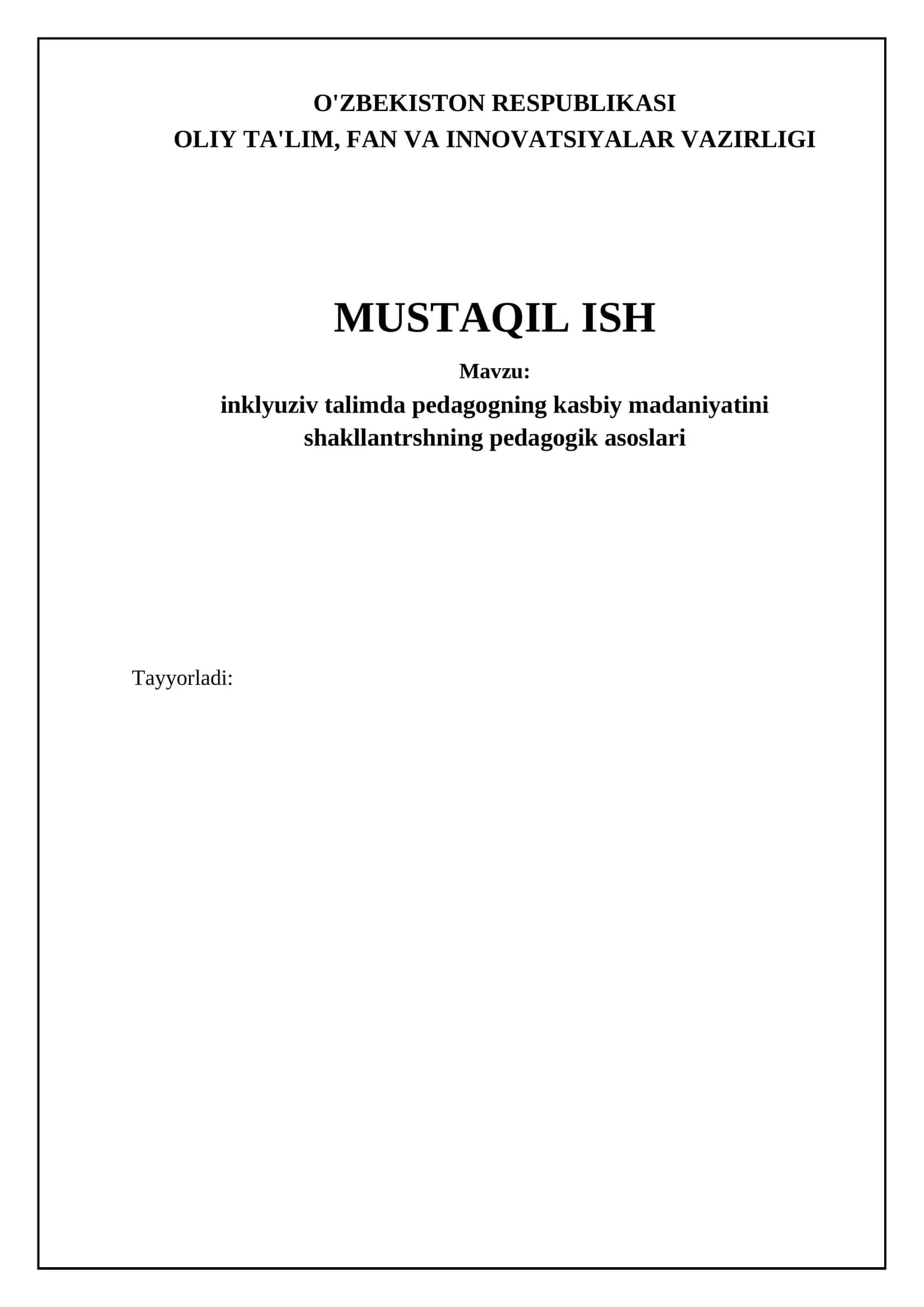 inklyuziv talimda pedagogning kasbiy madaniyatini shakllantrshning pedagogik asoslari 1