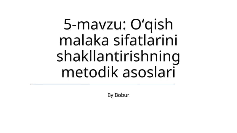 O'qish ko'nikmalarini rivojlantirish 1