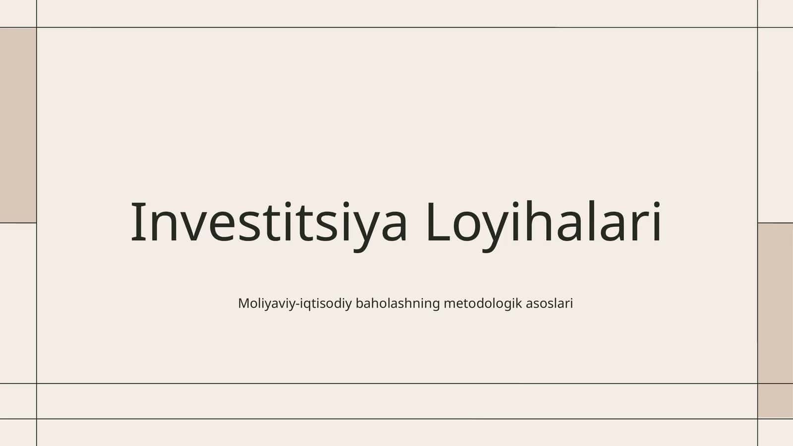 Investitsiya Loyihalari 1