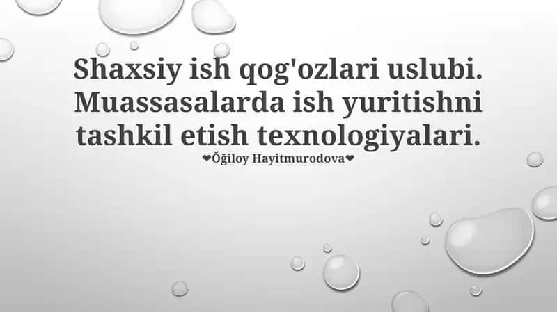 Shaxsiy ish qog'ozlari uslubi 1