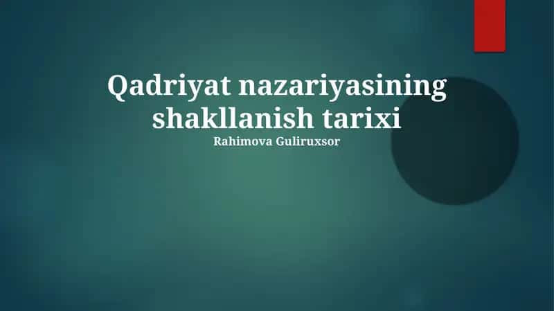 Qadriyat nazariyasining shakllanish tarixi 1