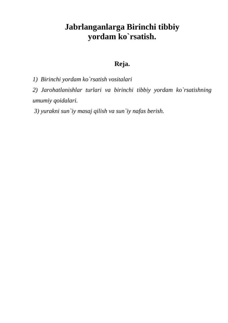 Birinchi tibbiy yordam koʻrsatish 1