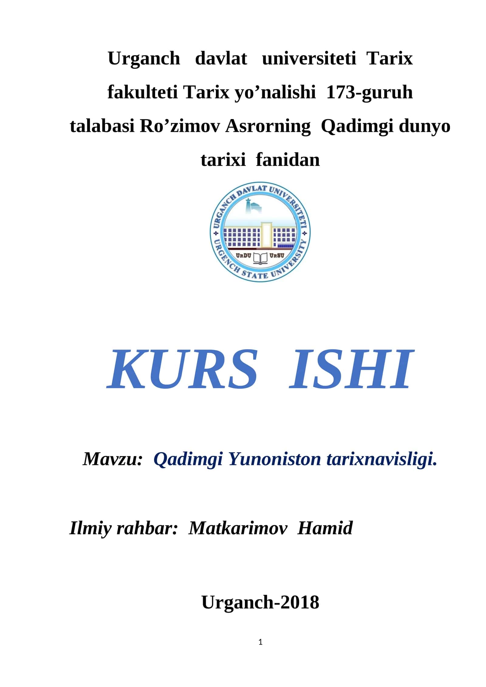 Qadimgi Yunoniston tarixnavisligi 1