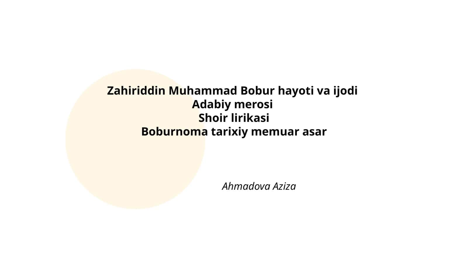 Zahiriddin Muhammad Bobur hayoti va ijodi 1