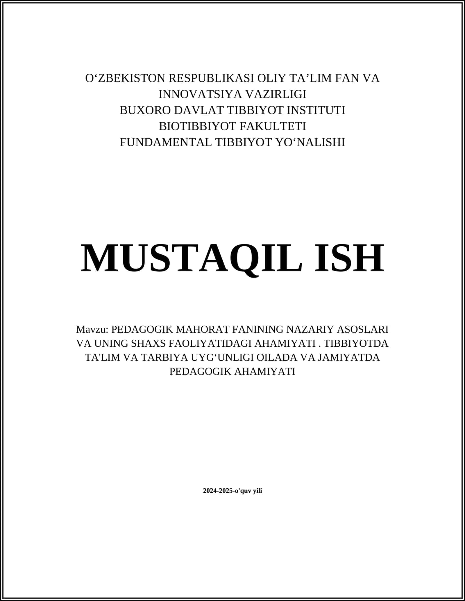 PEDAGOGIK MAHORAT FANINING NAZARIY ASOSLARI VA UNING SHAXS FAOLIYATIDAGI AHAMIYATI 1