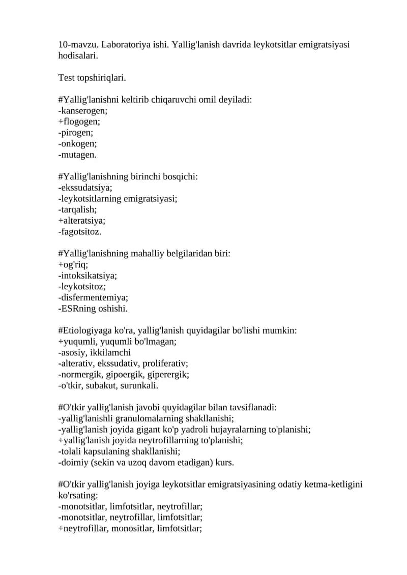 Yallig'lanish davrida leykotsitlar emigratsiyasi hodisalari 1