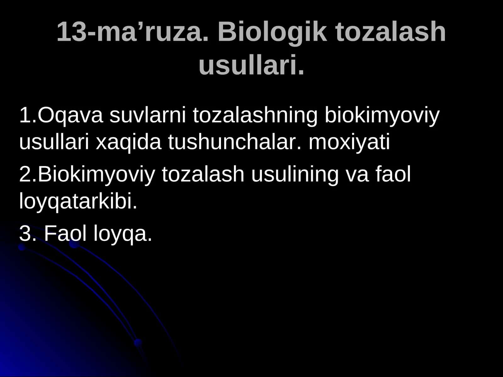 Biologik tozalash usullari 1