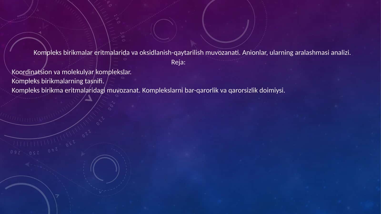 Kompleks birikmalar eritmalarida va oksidlanish-qaytarilish muvozanati 1