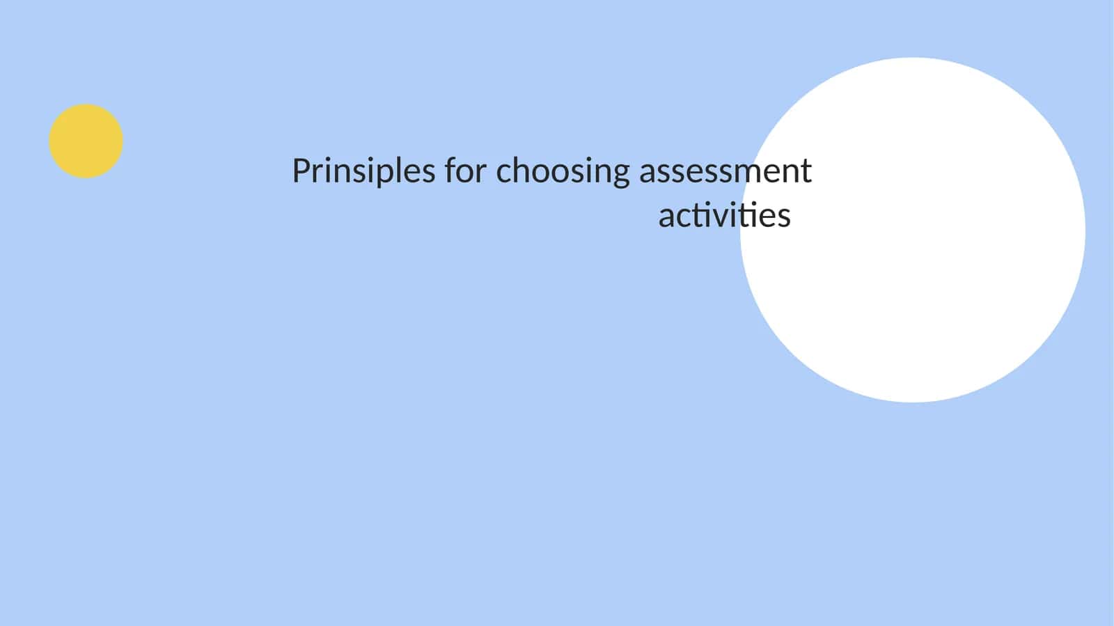 Prinsiplesfor choosing assessment activities 1