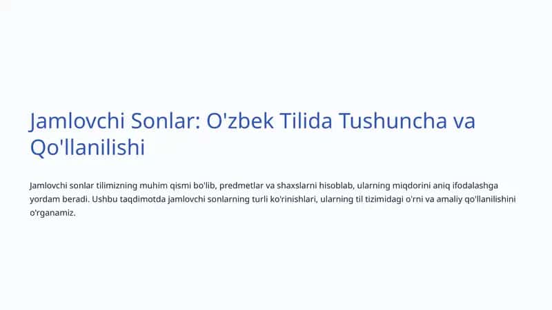 Jamlovchi Sonlar: O'zbek Tilida Tushuncha va Qo'llanilishi 1
