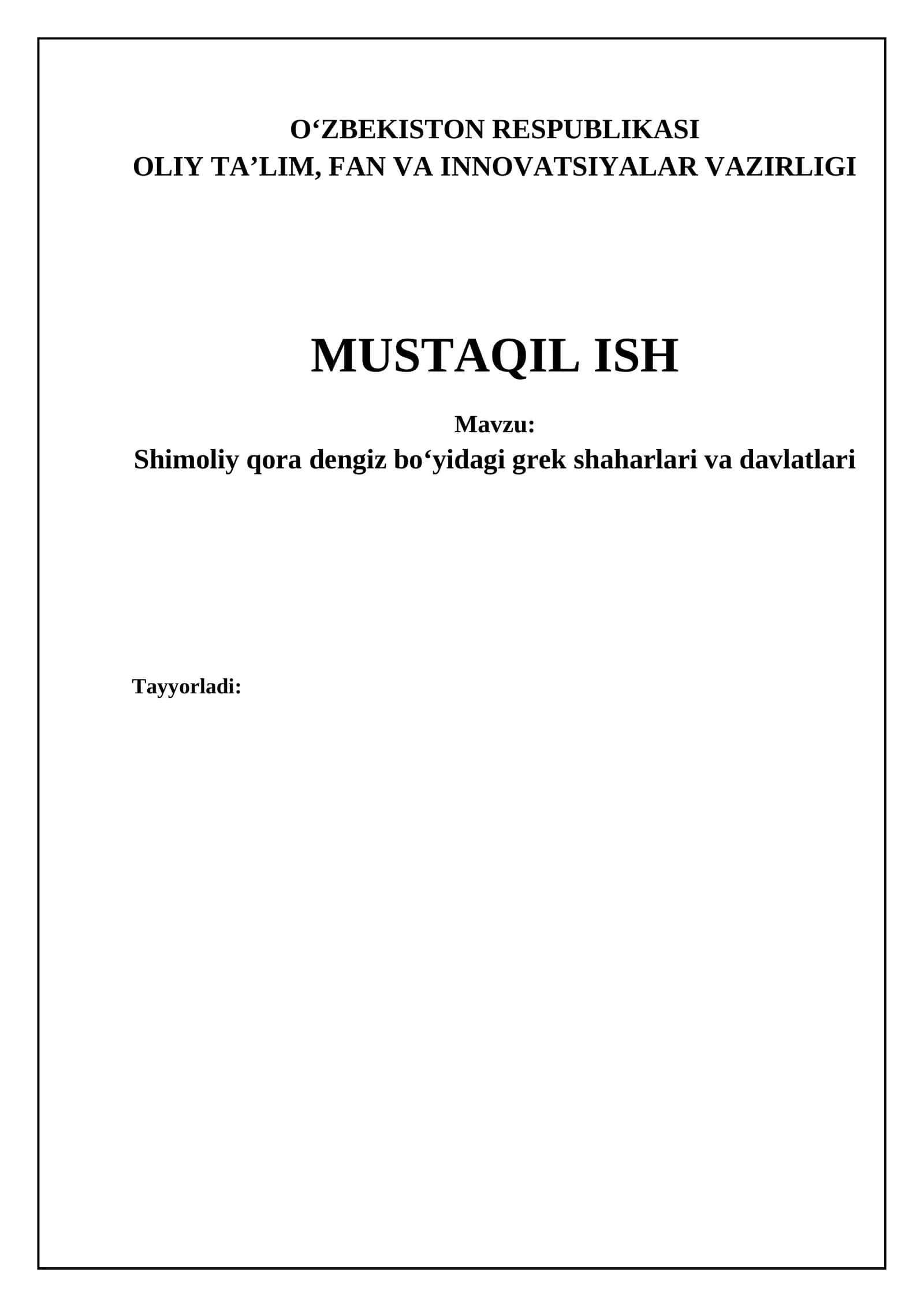 Shimoliy qora dengiz boʻyidagi grek shaharlari va davlatlari 1