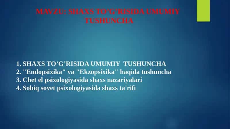 SHAXS TO’G’RISIDA UMUMIY TUSHUNCHA 1