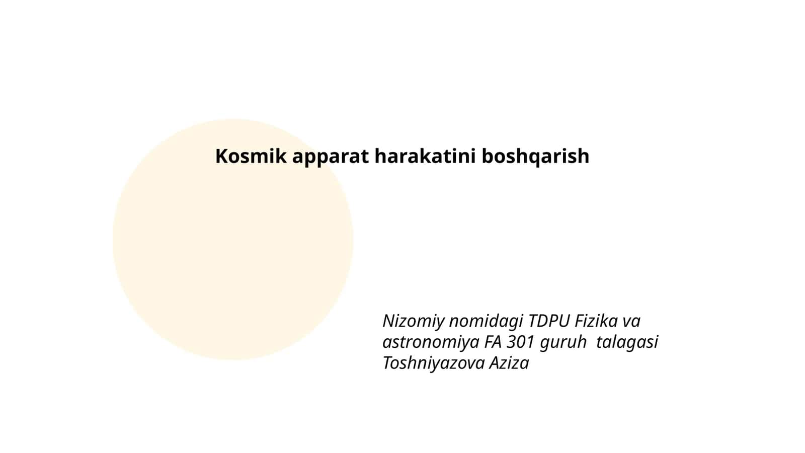 Kosmik apparat harakatini boshqarish 1