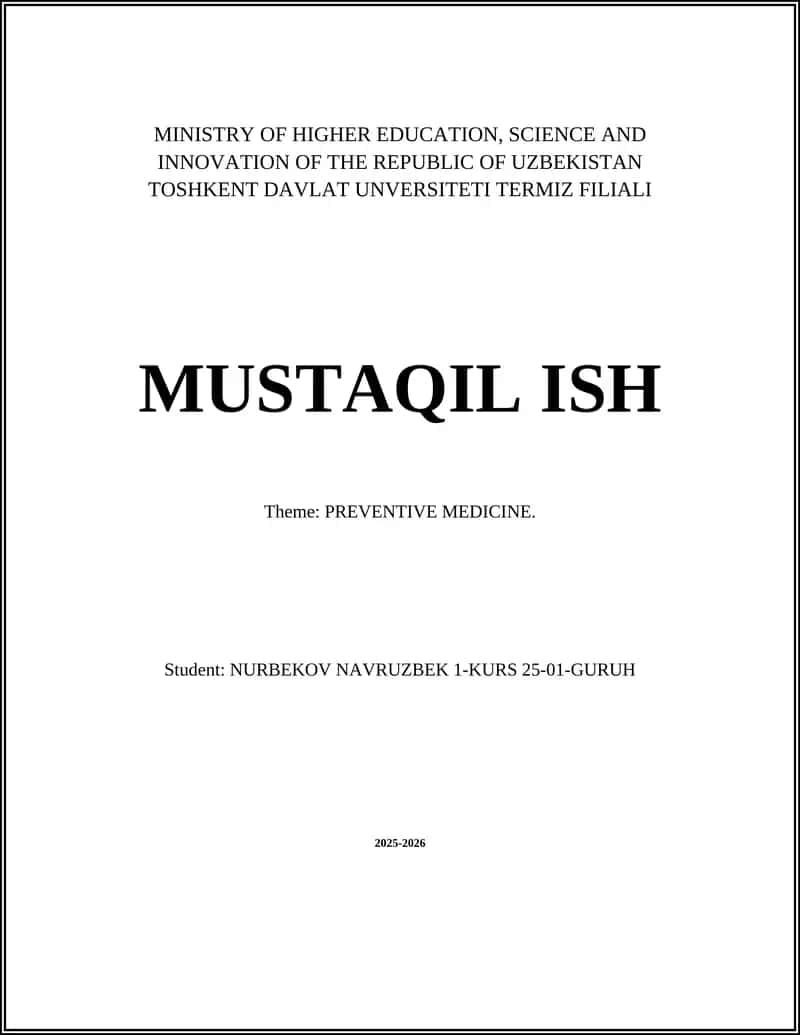 PREVENTIVE MEDICINE 1