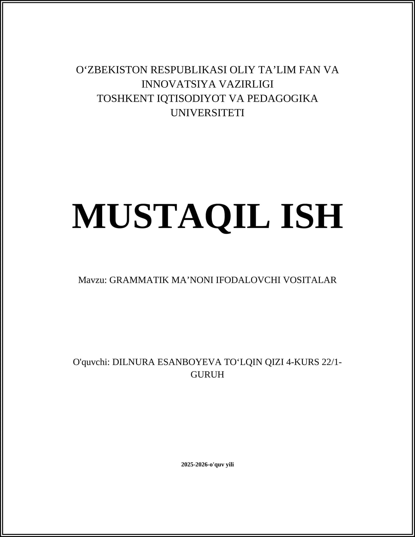 MORFE/GRAMMATIK MA'NONI IFODALOVCHI VOSITALAR 1