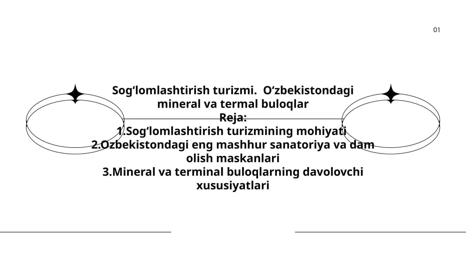 Sogʻlomlashtirish turizmi. Oʻzbekistondagi mineral va termal buloqlar 1