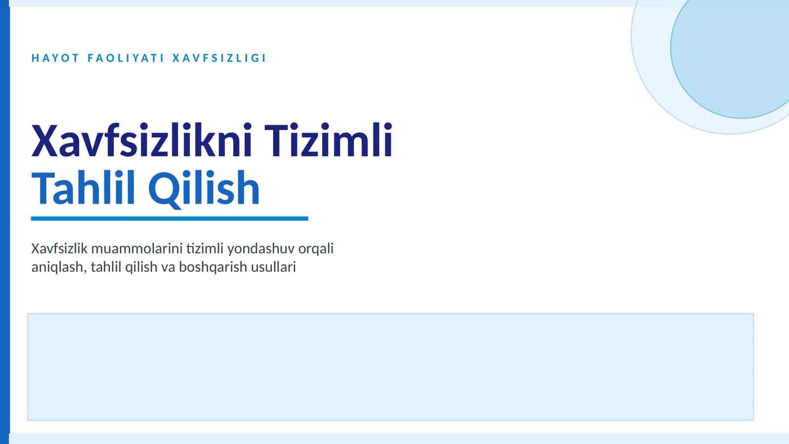HAYOT FAOLIYATI XAVFSIZLIGI 1