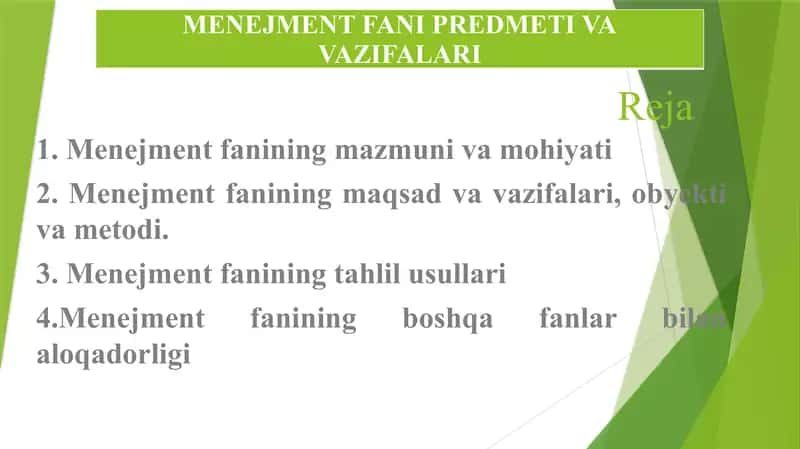 Menejment fanining mazmuni va mohiyati 1
