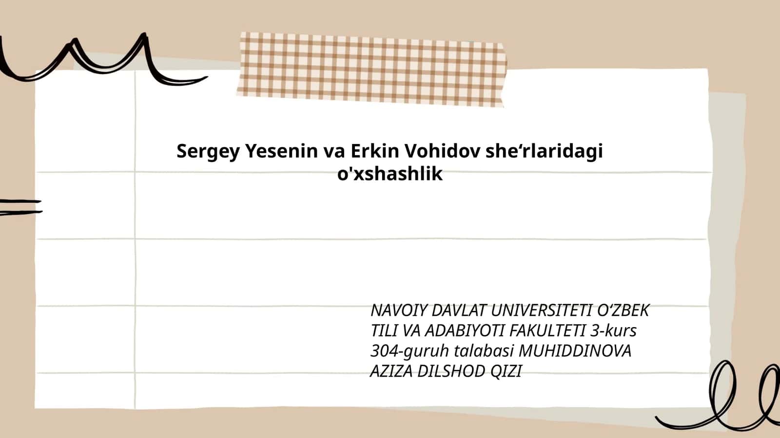 Sergey Yesenin va Erkin Vohidov she‘rlaridagi o'xshashlik 1