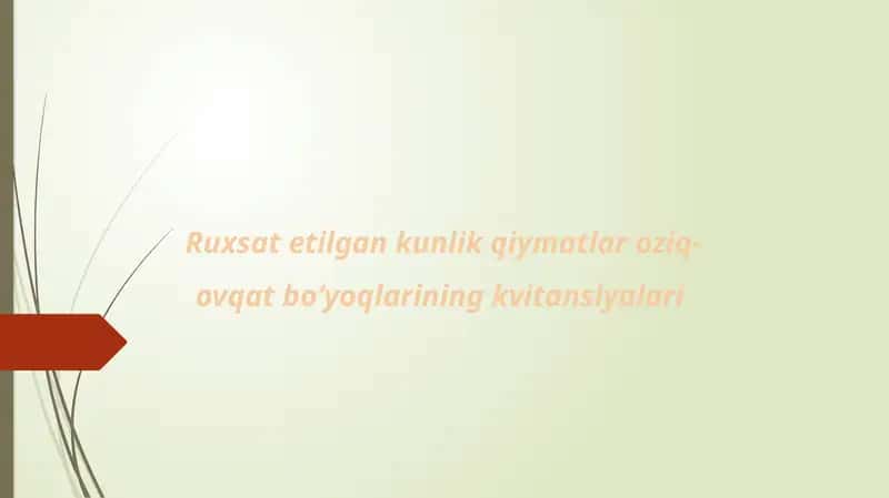 Ruxsat etilgan kunlik qiymatlar oziq-ovqat bo‘yoqlarining kvitansiyalari 1