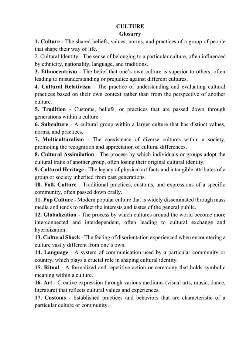 Culture Glossary 1