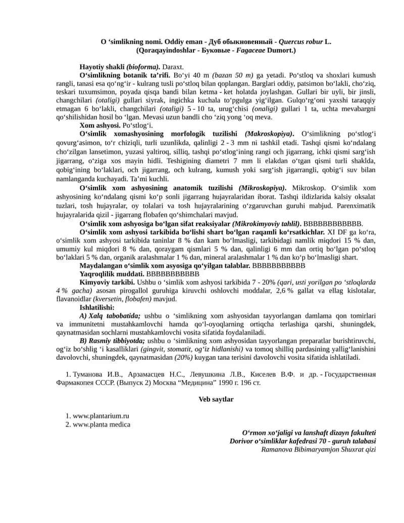 Oddiy eman (Дуб обыкновенный-Quercus robur L.) 1