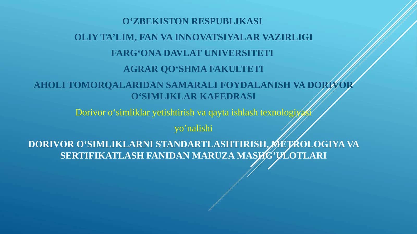 Dorivor o‘simliklarni standartlash 1