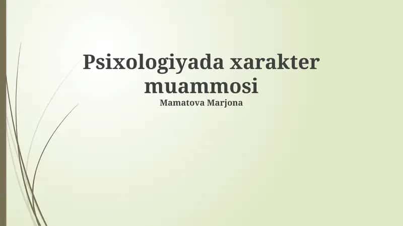 Psixologiyada xarakter muammosi 1