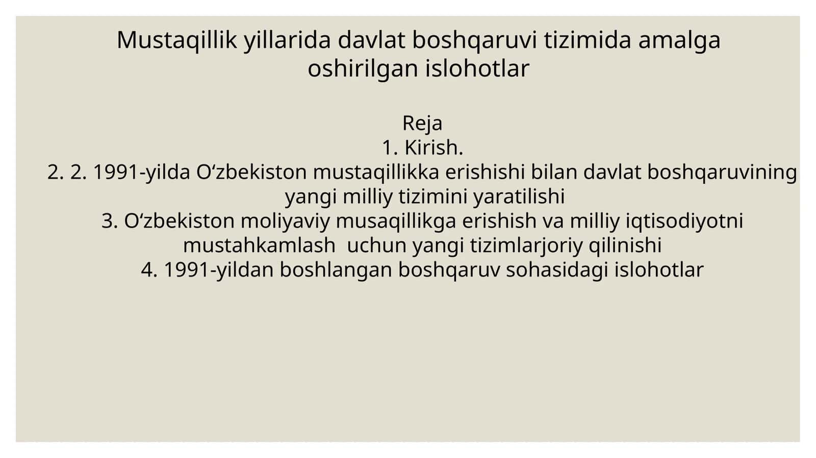 Mustaqillik yillarida davlat boshqaruvi tizimida amalga oshirilgan islohotlar 1