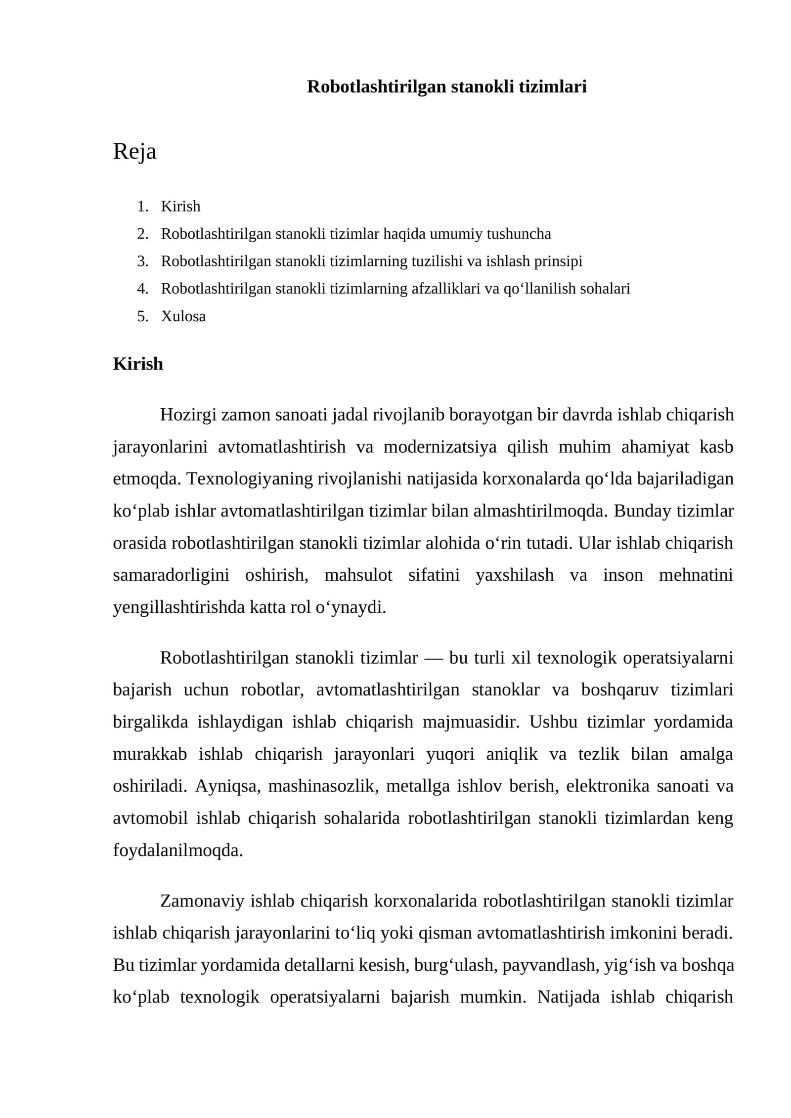 Robotlashtirilgan stanokli tizimlari 1