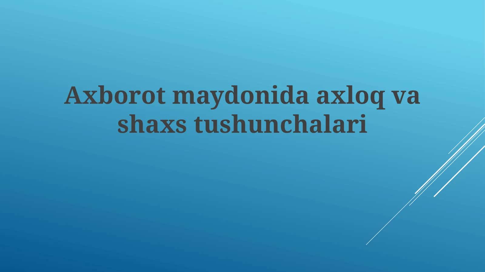 Axloqiy qoidalar va professionallik 1