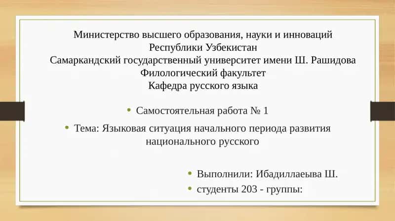 Самостоятельная работа № 1 1