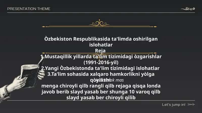 Òzbekiston Respublikasida ta'limda oshirilgan islohatlar 1