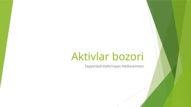 Aktivlar bozori 1