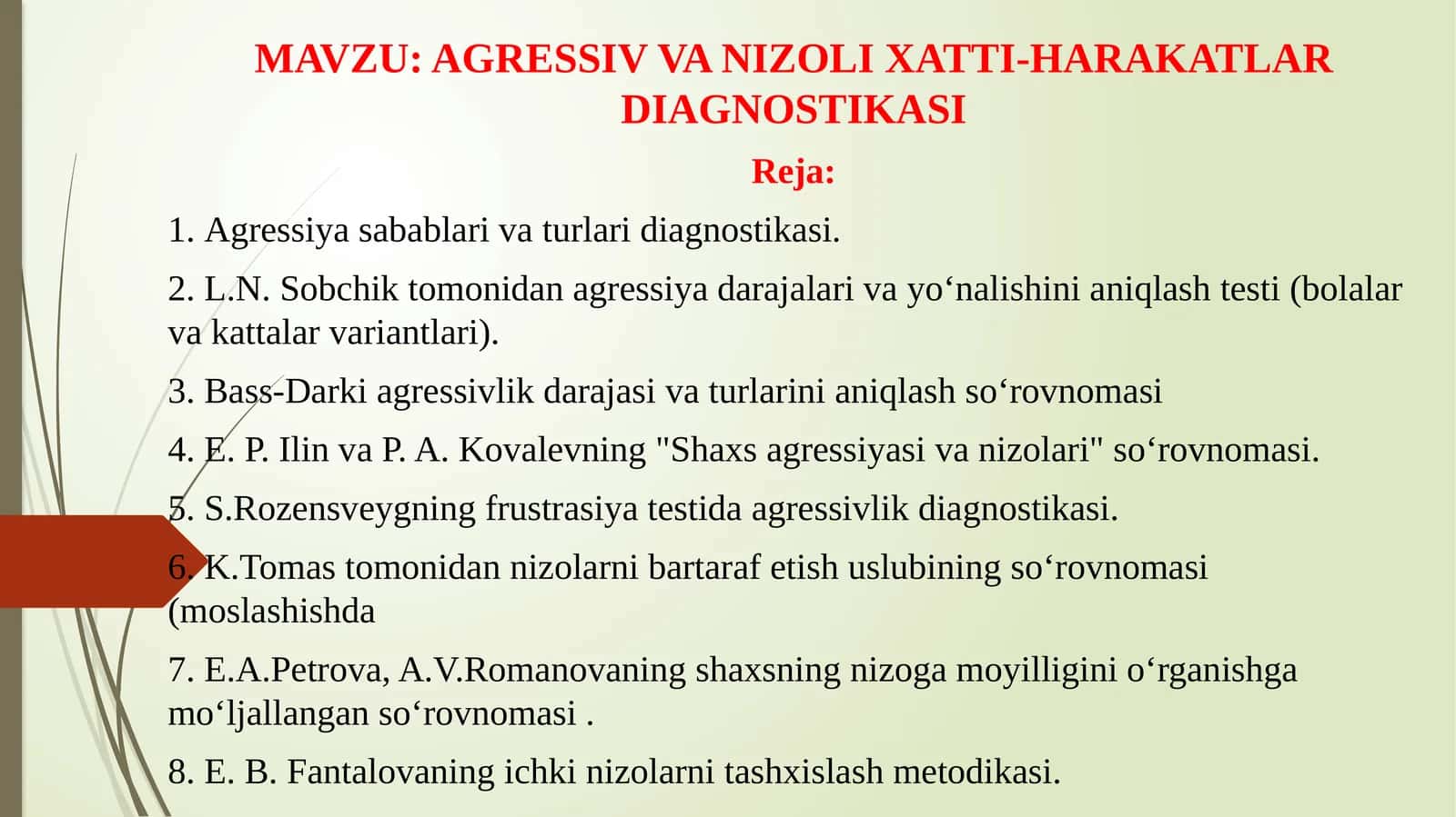 AGRESSIV VA NIZOLI XATTI-HARAKATLAR DIAGNOSTIKASI 1