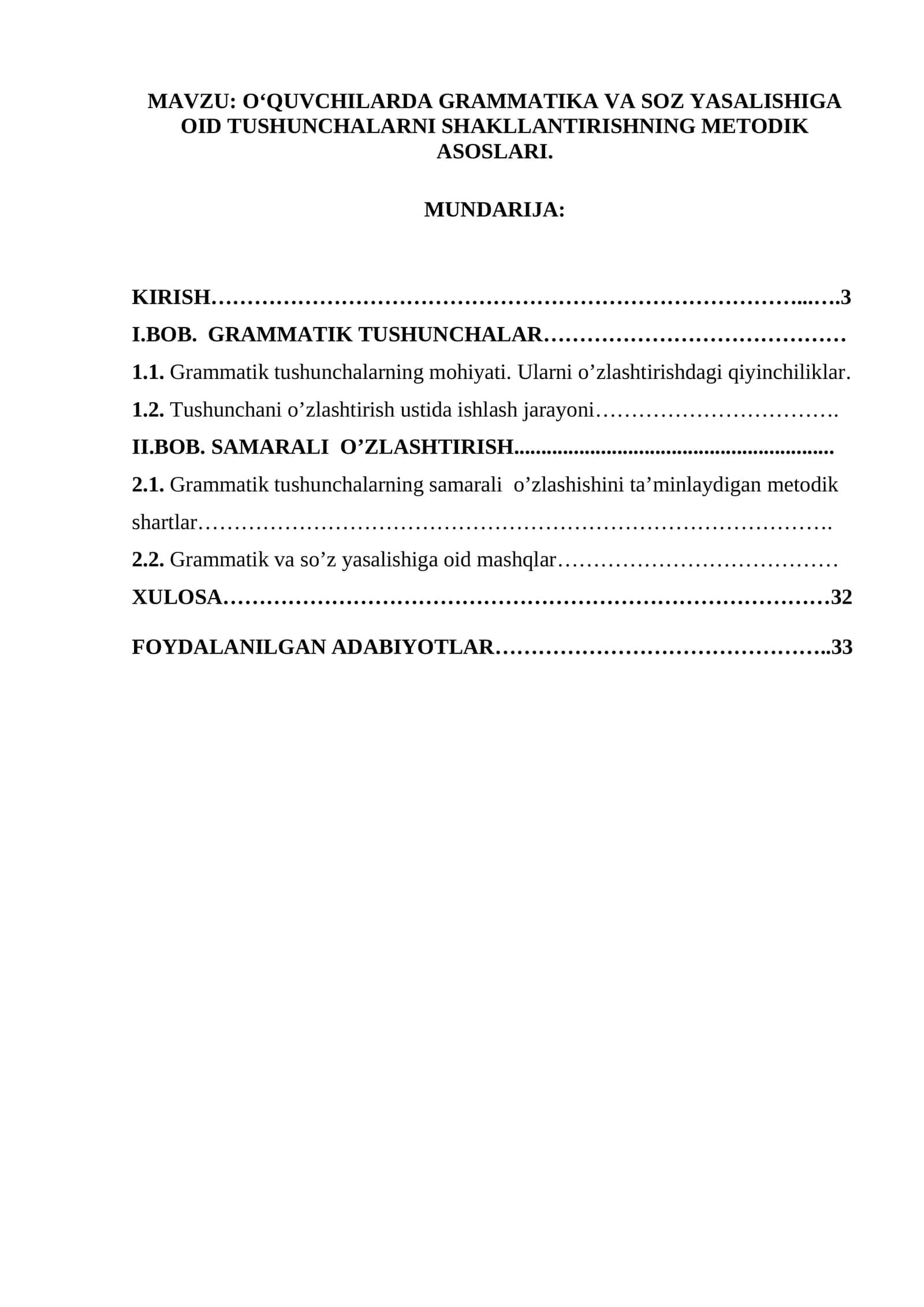 OʻQUVCHILARDA GRAMMATIKA VA SOZ YASALISHIGA OID TUSHUNCHALARNI SHAKLLANTIRISHNING METODIK ASOSLARI 1