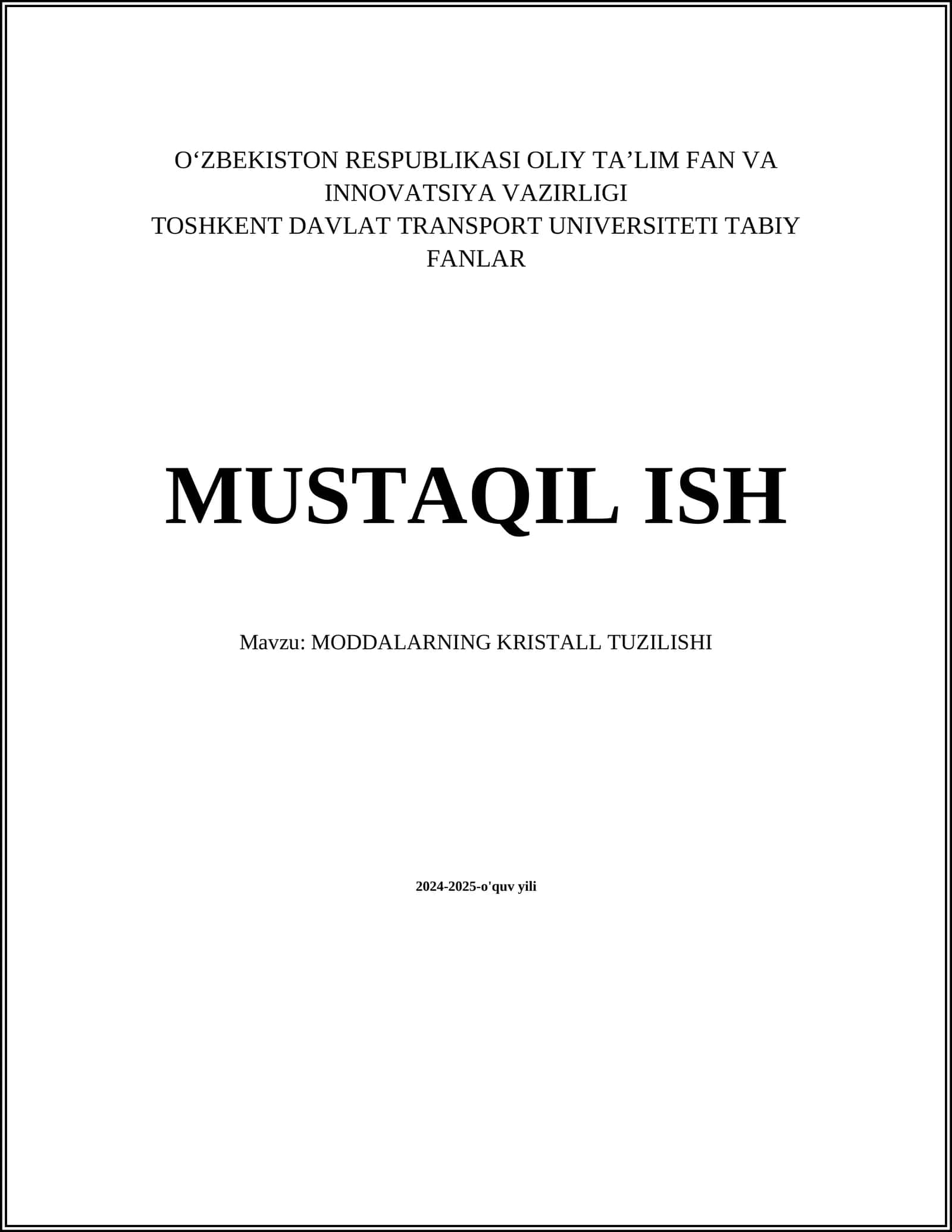 MODDALARNING KRISTALL TUZILISHI 1